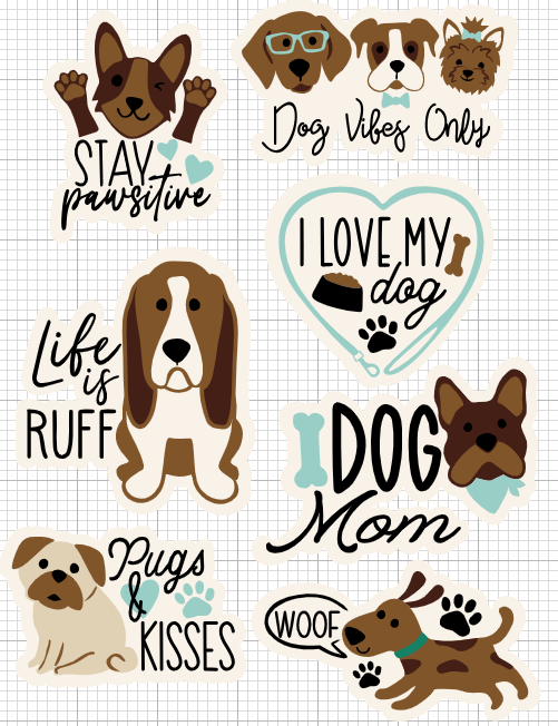dog life stickers-7 count