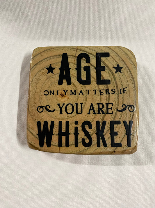 wooden coaster whiskey